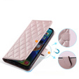 Flip case for iPhone 16 Pro, Rhombus Crossbody Leather, pink rose gold