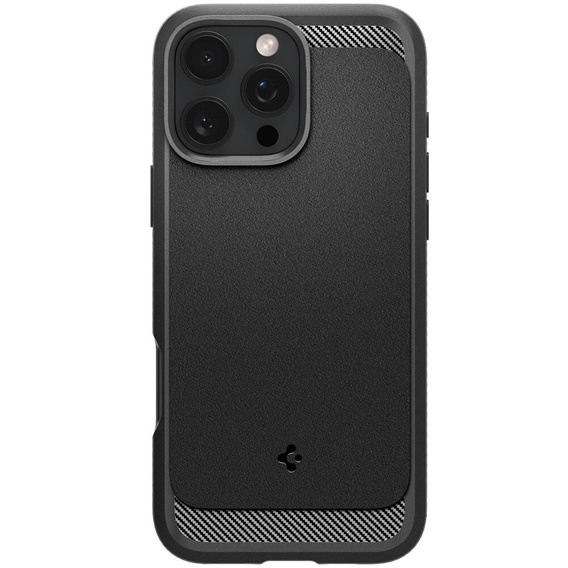 Spigen case for iPhone 16 Pro Max, Rugged Armor MagSafe, black + Tempered Glass 9H