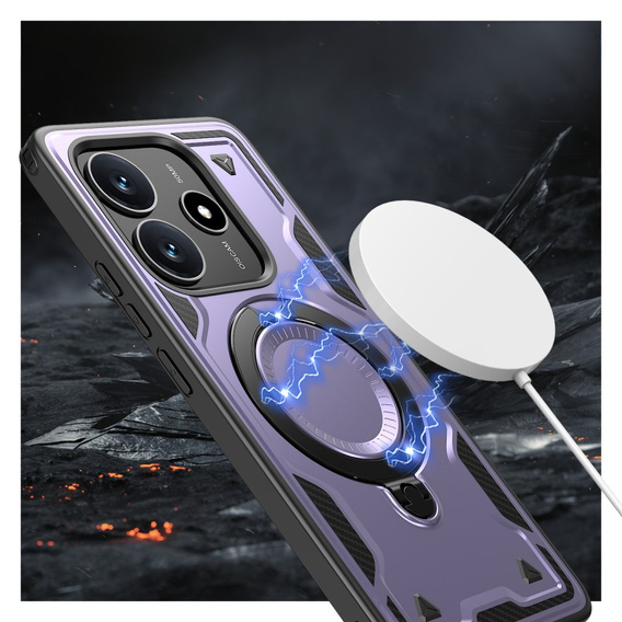 Case for Xiaomi Redmi Note 14 5G, Military MagSafe, purple + 9H glass