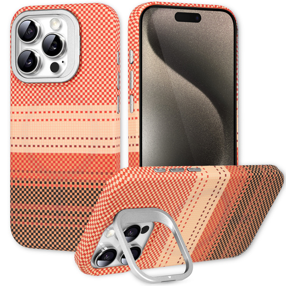 Case for iPhone 15 Pro, Frame Kickstand, for MagSafe, Sunset Orange