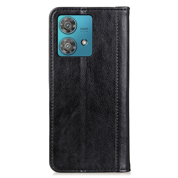 Case for Motorola Edge 40 Neo, Wallet Litchi Leather, black