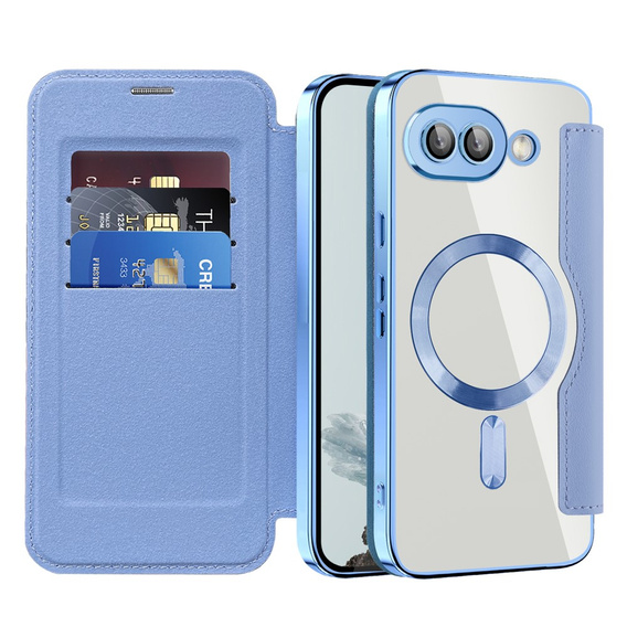 Flip case for Google Pixel 9A, RFID Wallet MagSafe CamShield, blue