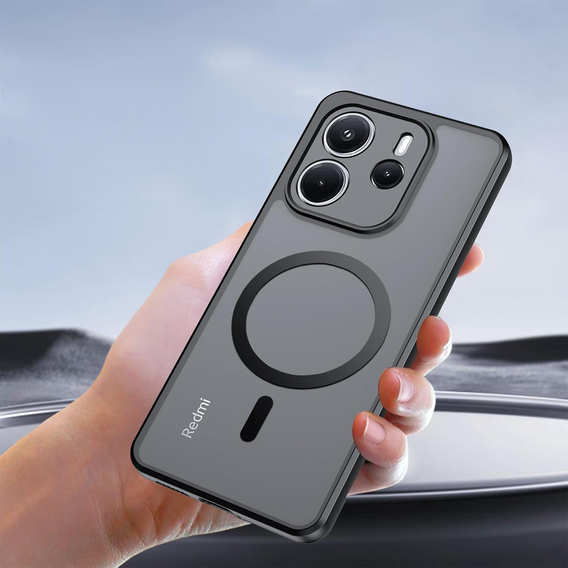 Case for Xiaomi Redmi Note 14 4G, for MagSafe, ERBORD Matt Case, black + Screen Glass