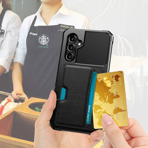Case for Samsung Galaxy A55 5G, Card Holder Kickstand, black