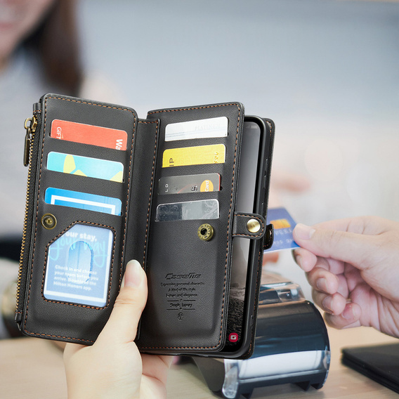 Flap case for Samsung Galaxy A17 5G, wallet case with lock and straps - black