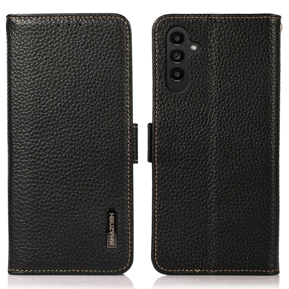 KHAZNEH RFID case for Samsung Galaxy A35 5G, Litchi Texture, black