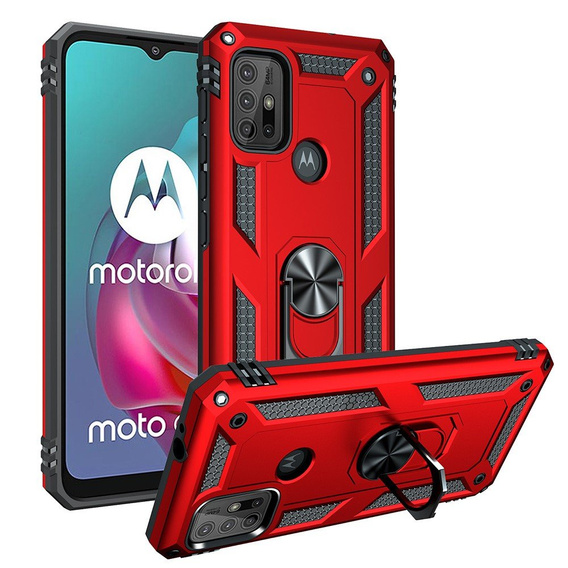 Armor Case for Motorola Moto G10/G30, Nox Case Ring, red