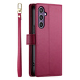 Flip case for Samsung Galaxy S25, Wallet Zipper Pocket, red