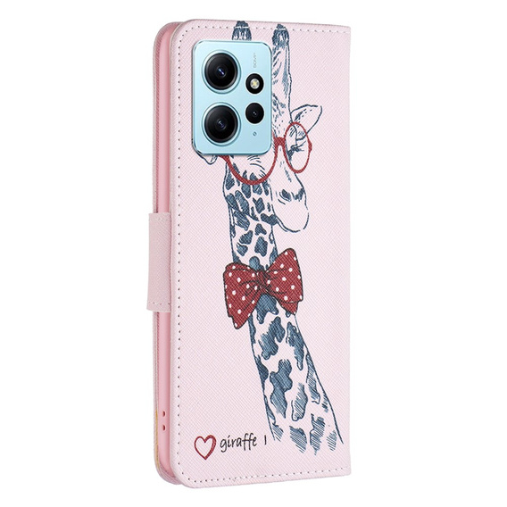 Flip case for Xiaomi Redmi Note 12 4G, Wallet, giraffe, pink