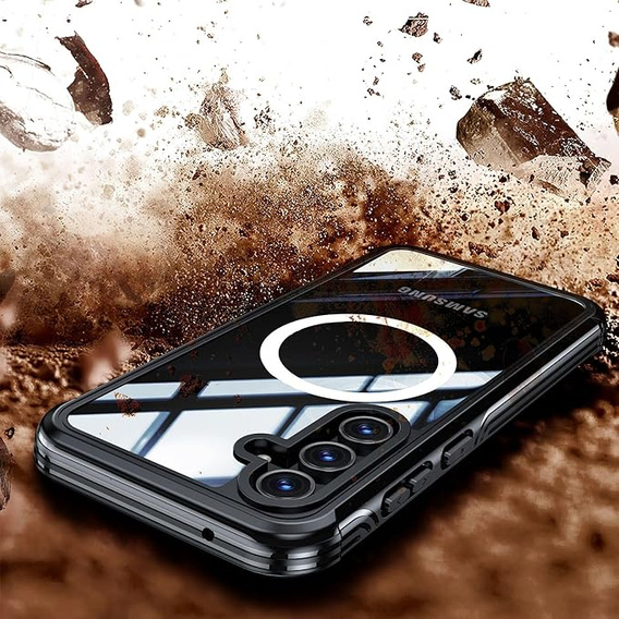 Case for Samsung Galaxy A55 5G, Shockproof, with glass, for MagSafe, black