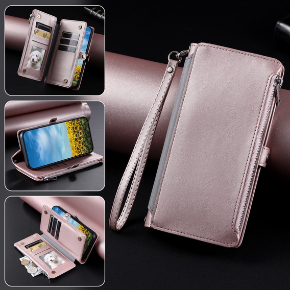 Flip case for Xiaomi Redmi 14C / Xiaomi Poco C75, Wallet Zipper Pocket, pink
