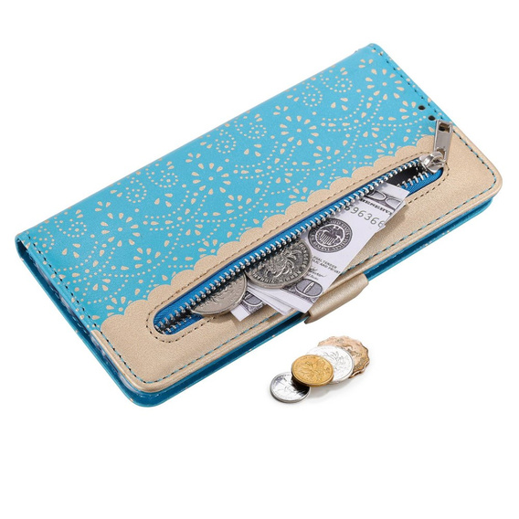 Flip case for Xiaomi Redmi Note 11 4G / Note 11S 4G, Wallet Pocket Zipper Lace, blue