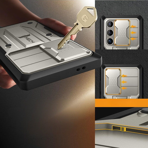 Case for Samsung Galaxy S24 Ultra, Tongate MECH with belt clip, titanium grey