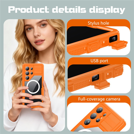 Redpepper MagSafe waterproof case for Samsung Galaxy S26 Ultra, orange