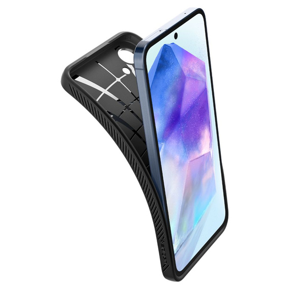 Spigen case for Samsung Galaxy A55 5G, Liquid Air, black + 9H Tempered Glass