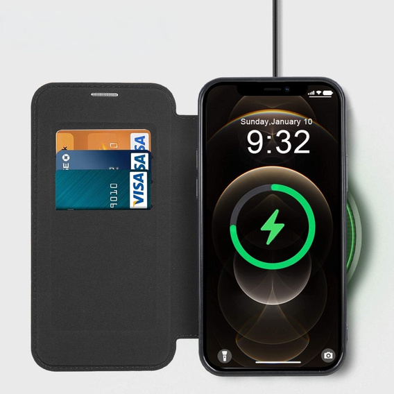 Flip case for iPhone 12 Pro, RFID Wallet MagSafe CamShield, black