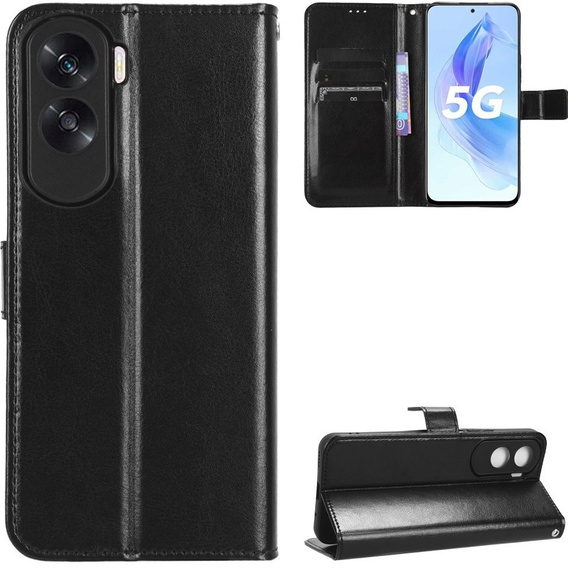 Flip case for Honor 90 Lite 5G, Crazy Horse Wallet, black