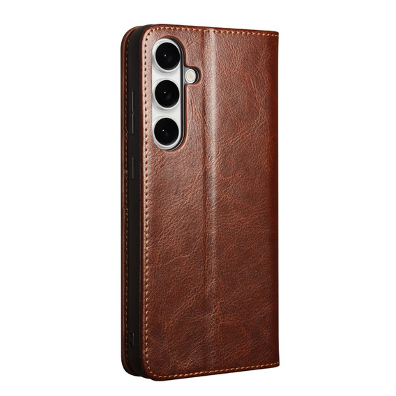Flip case for Samsung Galaxy S25 FE, QIALINO Leather Wallet, brown