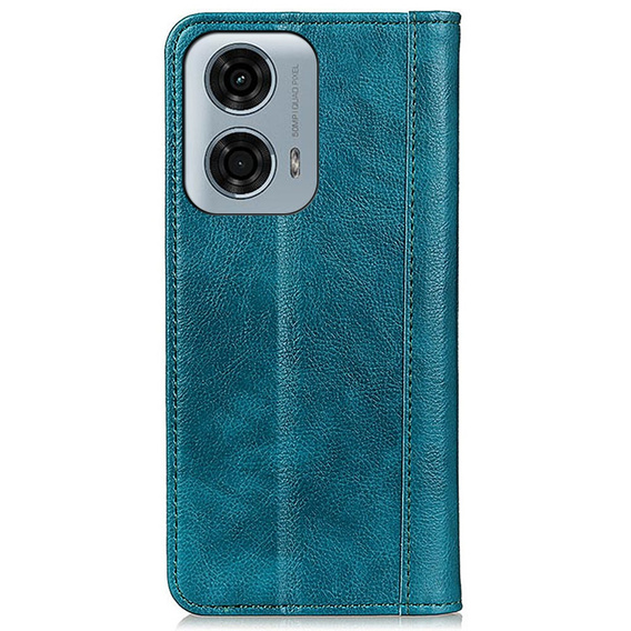 Case for Motorola Moto G24 / G24 Power / G04, Wallet Litchi Leather, blue