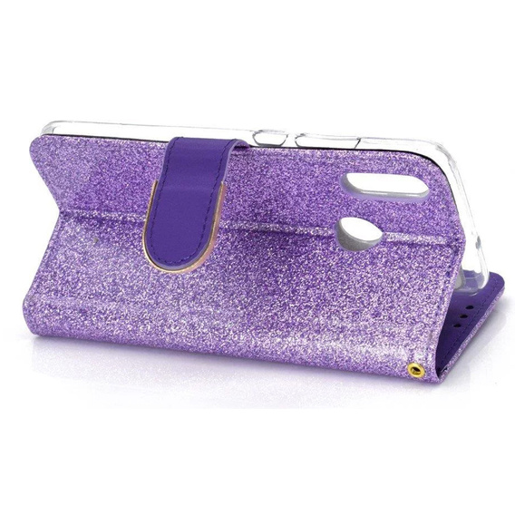 Flip case for Huawei P Smart 2019 / Honor 10 Lite, Glitter Mirror Wallet, purple