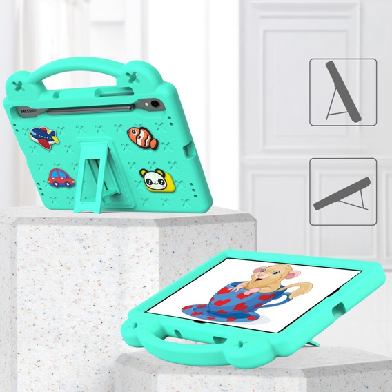 Children's case for Samsung Galaxy Tab S7/S8/S9, Cute Patterns, with stand, green