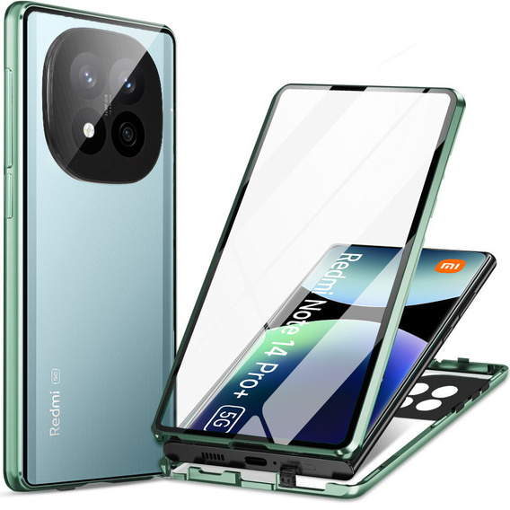 Case for Xiaomi Redmi Note 14 Pro+, Magnetic Dual Glass, green