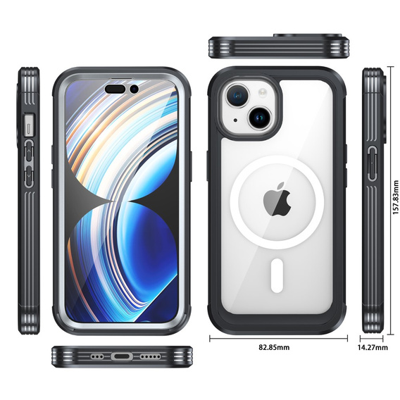 Case for iPhone 15, Armor Full Protect 360° to MagSafe, screen glass, black