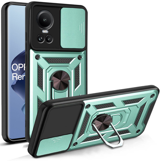 Case for Oppo Reno 10 / 10 Pro, CamShield Slide, green