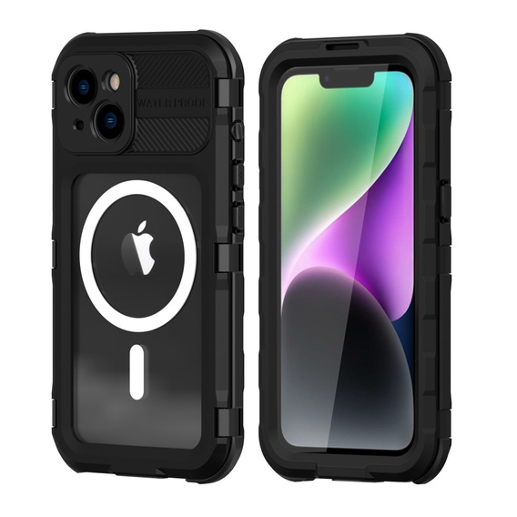IP68 Waterproof Case for iPhone 14, SHELLBOX MagSafe, black