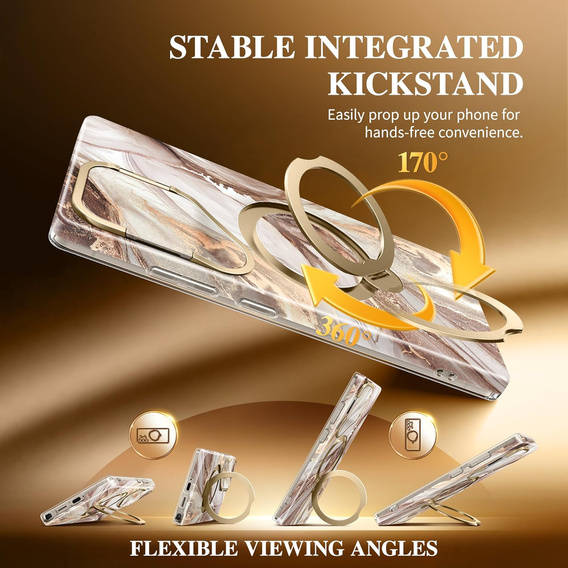 GVIEWIN MagSafe Stand Case for Samsung Galaxy S25 Ultra – Topaz/Gold