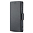 Case for Oppo Reno 12, ERBORD Glossy Litchi, wallet with flap, black