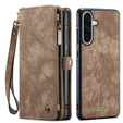CASEME case for Samsung Galaxy A56 5G, Retro Leather Wallet, with strap, brown