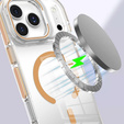 Case for iPhone 17 Pro Max, for MagSafe, with stand, transparent with gold inserts