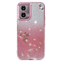 Case for Motorola Moto G24 / G24 Power / G04, Glitter Flower, pink rose gold