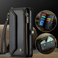 Case CASEME for Samsung Galaxy S24 FE, RFID Leather Wallet, with shoulder strap, black