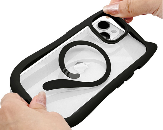 Case for iPhone 15, for MagSafe, Cute Cat, black + Screen Glass