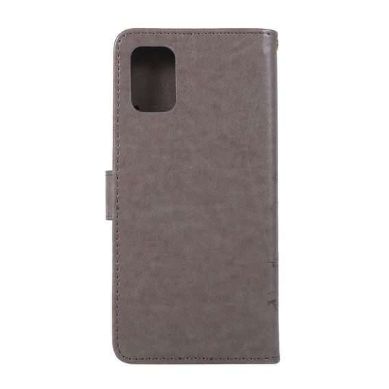 Flip case for Samsung Galaxy A51, Butterfly Flower, grey