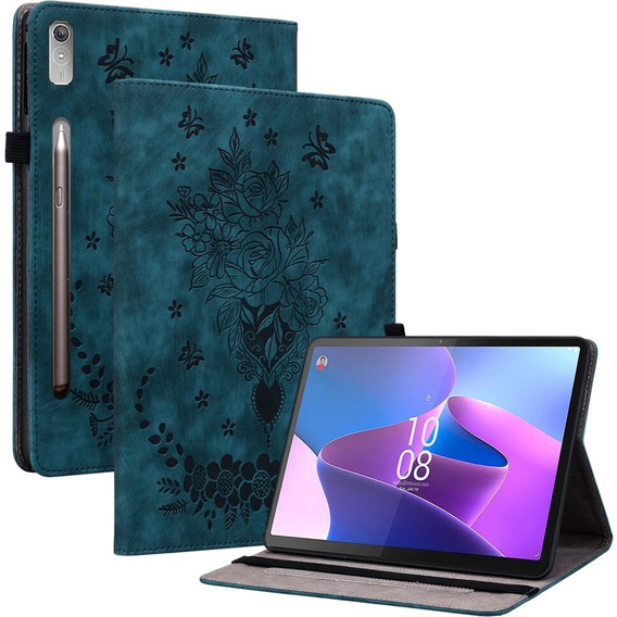 Flap case for Lenovo Tab P12, flower, blue