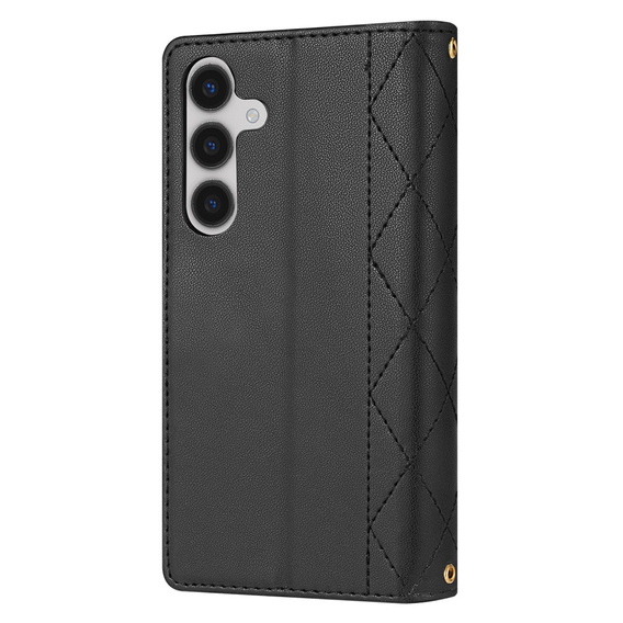 Flip case for Samsung Galaxy A56 5G, Rhombus Crossbody Leather, black