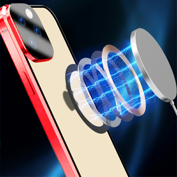 Magnetic Dual Glass MagSafe case for iPhone 15 Pro Max, red