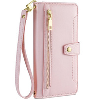 Flip case for iPhone 14 Pro Max, Wallet Zipper Pocket, pink