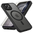 Case for iPhone 16 Plus, for MagSafe, ERBORD Matt Case, black + Screen Glass