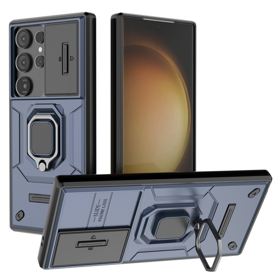 Case for Samsung Galaxy S24 Ultra, KickStand Camera Lens, blue