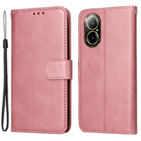 Flip case for Realme C67, Leather Wallet, pink rose gold