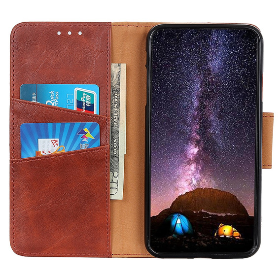Flip case for Samsung Galaxy S25 Edge, Crazy Horse Wallet, brown