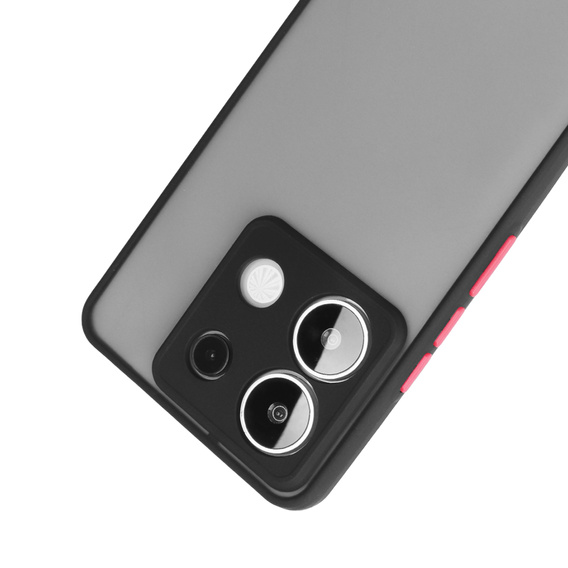 Silicone case for Xiaomi Redmi Note 13 Pro 5G, with camera protection, transparent / black + Tempered Glass 9H