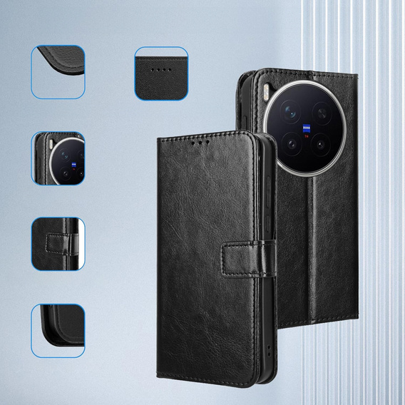 Crazy Horse Wallet flip case for Vivo X300 Pro