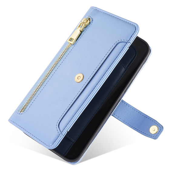 Flip case for Honor Magic5 Lite, Wallet Zipper Pocket, blue