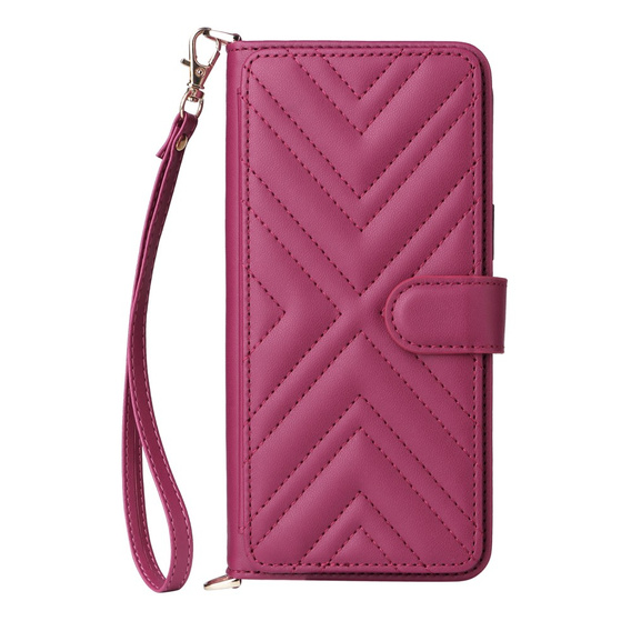 Crossbody Leather Wallet flip case for Oppo Reno 13 5G, maroon