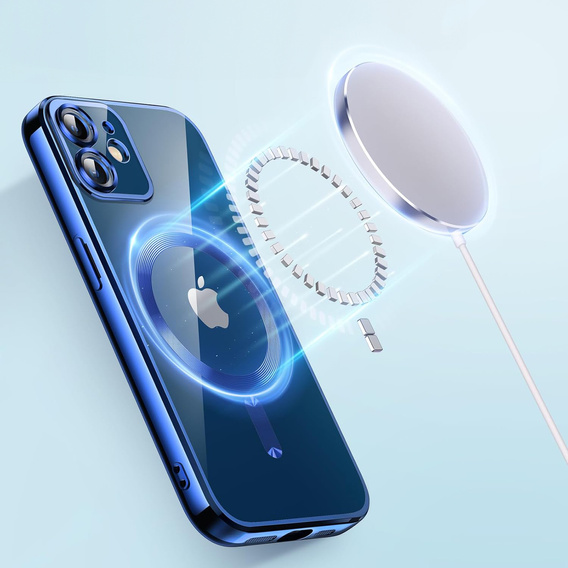 Case for iPhone 11, Electro MagSafe, blue + Screen Glass